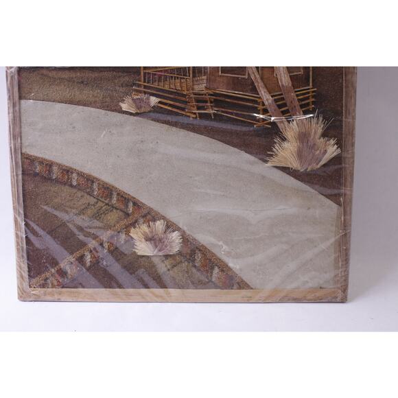 Tropical Wall Art, boho Hand Crafted, Bamboo Straw Sand, Tiki Hut, Landscape - Picture 4 of 7